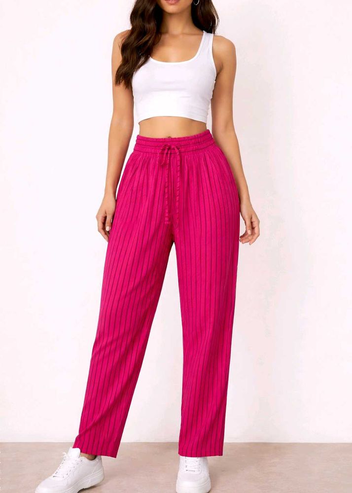 Bright Pink Striped Pants