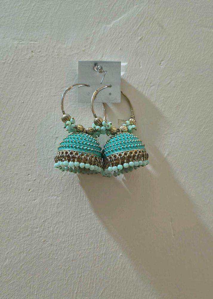 Turquoise Jhumka Earrings set of 2🤌🌸