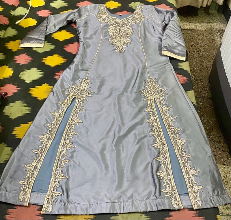 Elegant Grey Embroidered suit