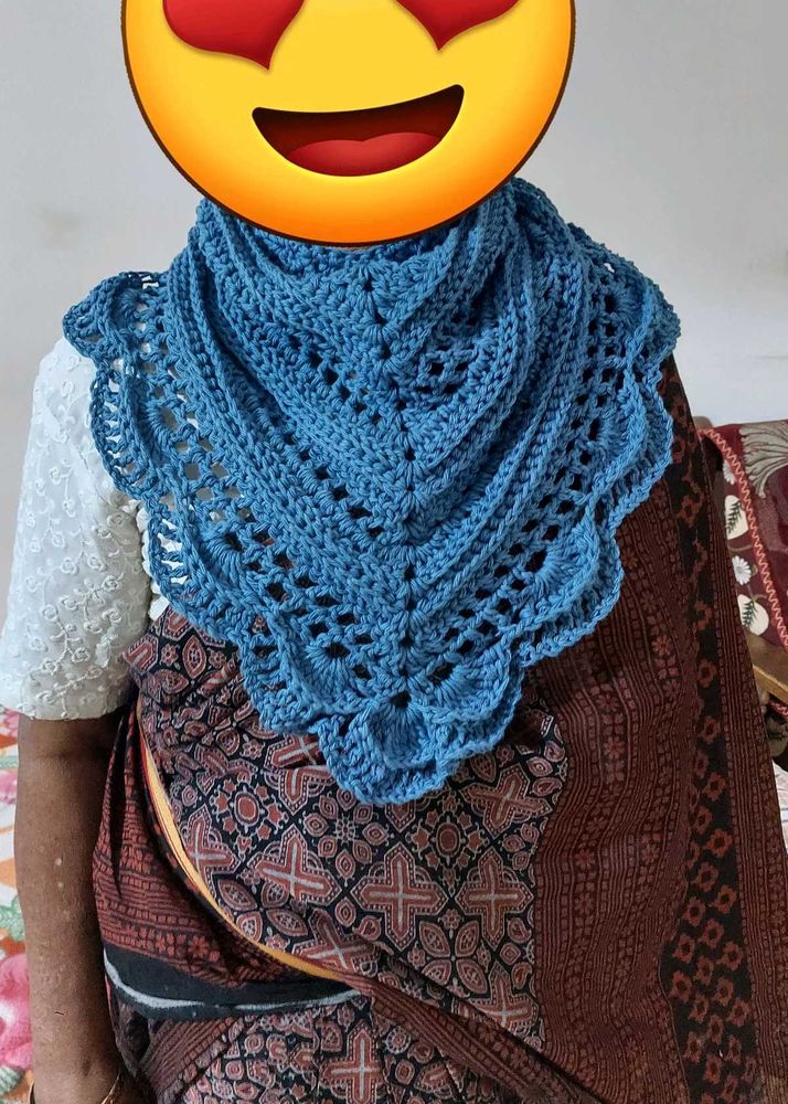 Handmade Crochet Blue Scarf