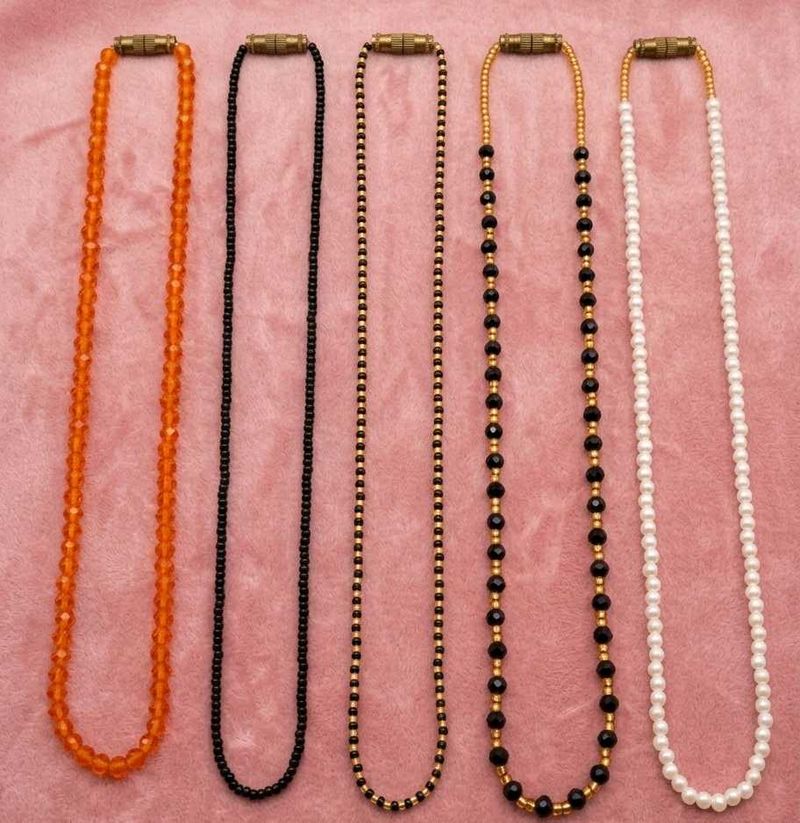 5 handmade Beaded Mangalsutra Style Necklaces