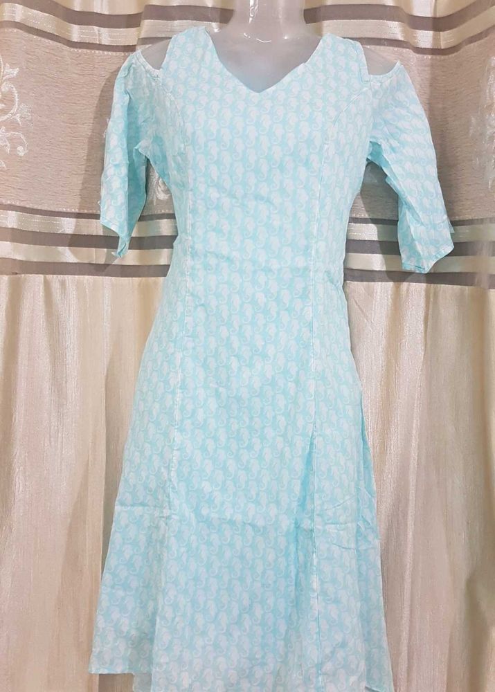 Light Blue Cold Shoulder Dress