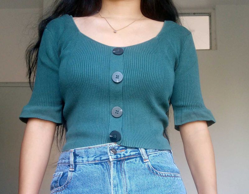 Green Button-Down Top