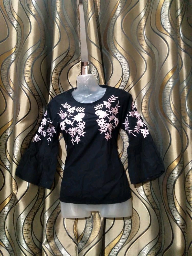 Black Embrioded Top