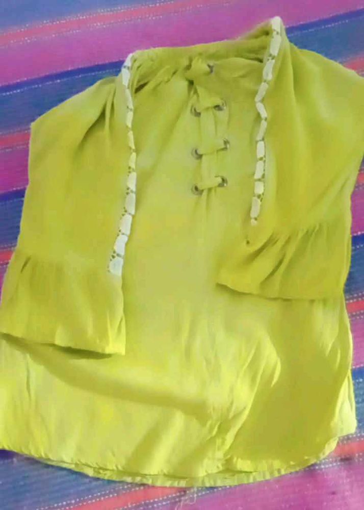 Lime Green Lace-Up top
