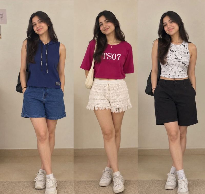 Combo of 3 tops and shorts
