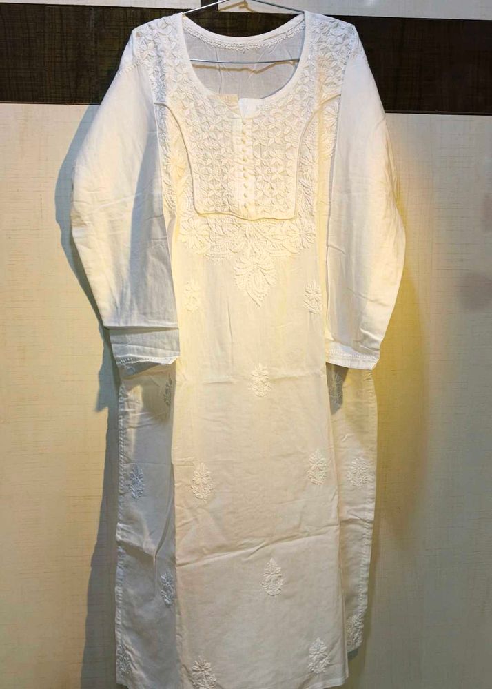 Pure Cotton White Chikankari Kurta