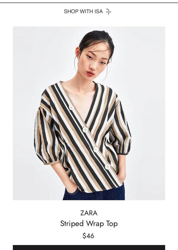 ZARA Striped Wrap Top with Buttons