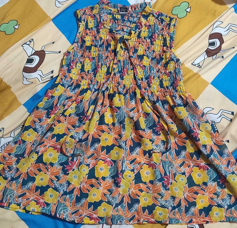 Colorful Smocked Floral Top