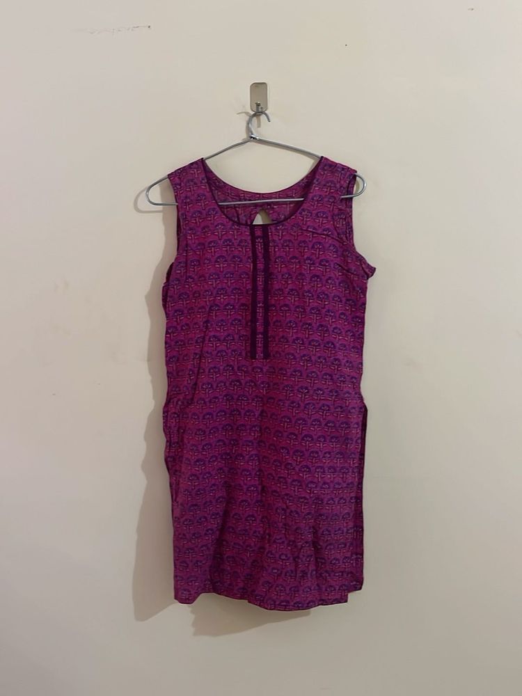 Vibrant Purple Printed Kurti