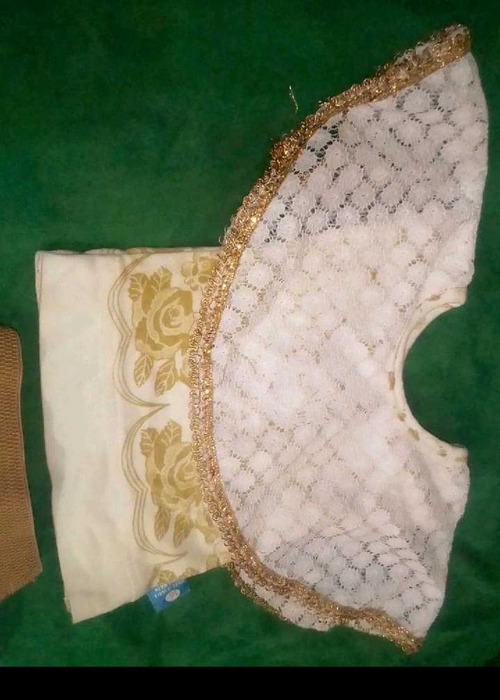 Elegant White Lace  with Gold Trim