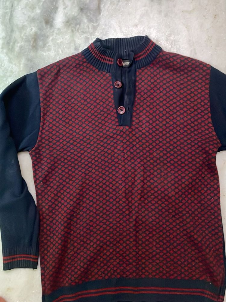 Cobb Men's Maroon Textured Sweater
