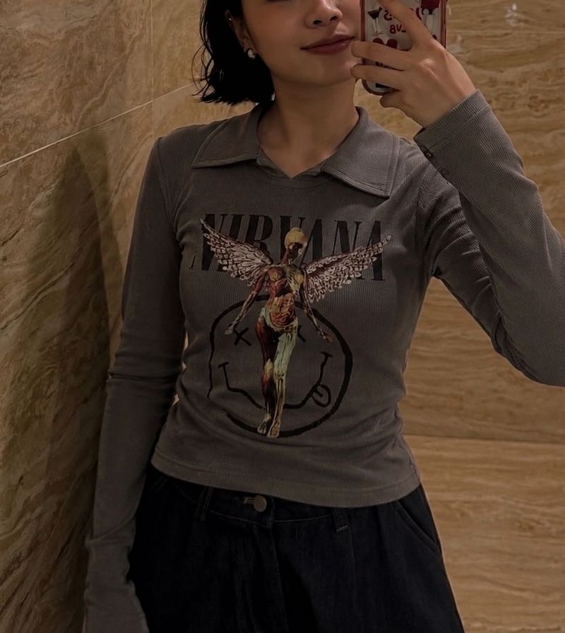 Nirvana Graphic Long Sleeve Top