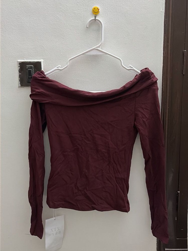 Maroon Off-Shoulder Top