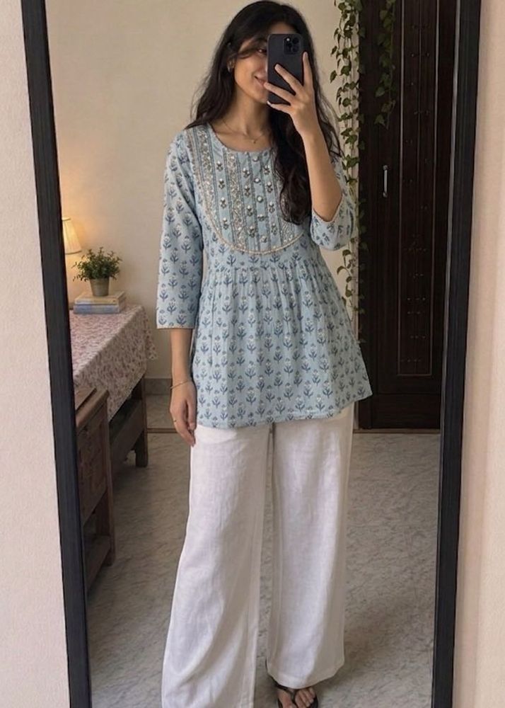 Blue Short Kurta