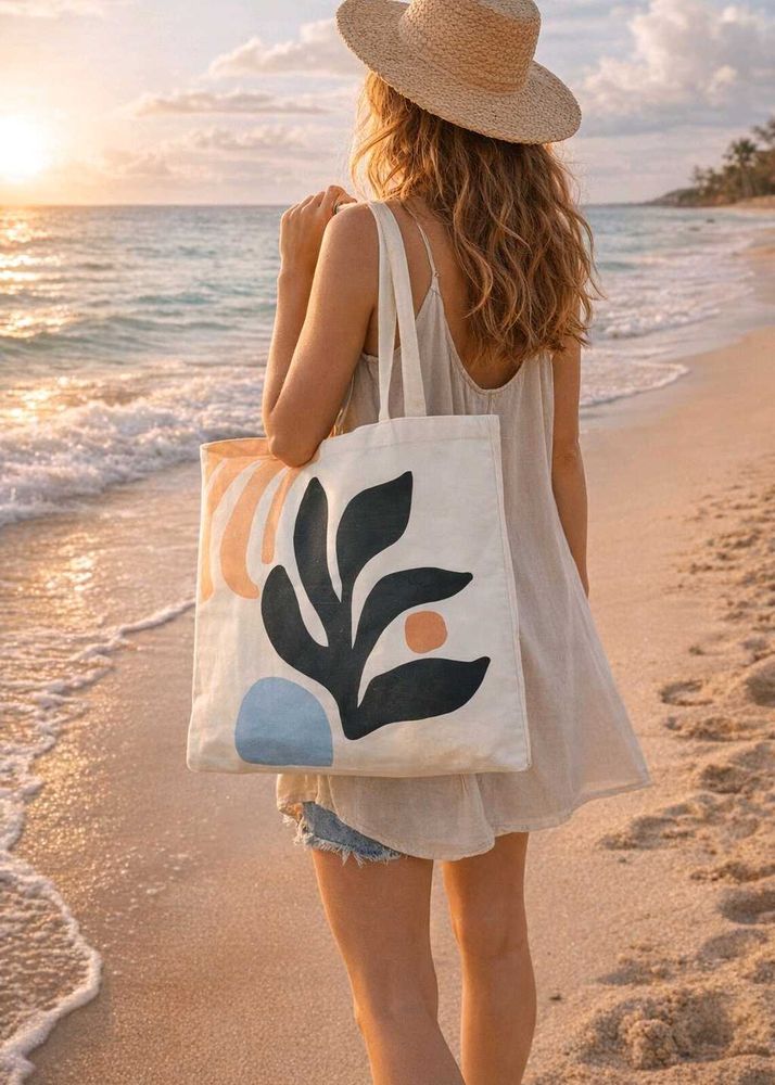 Abstract Plant Print Tote Bag