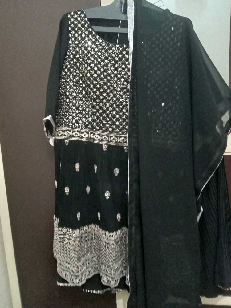 Diwali offer festive wedding Black frock sharara