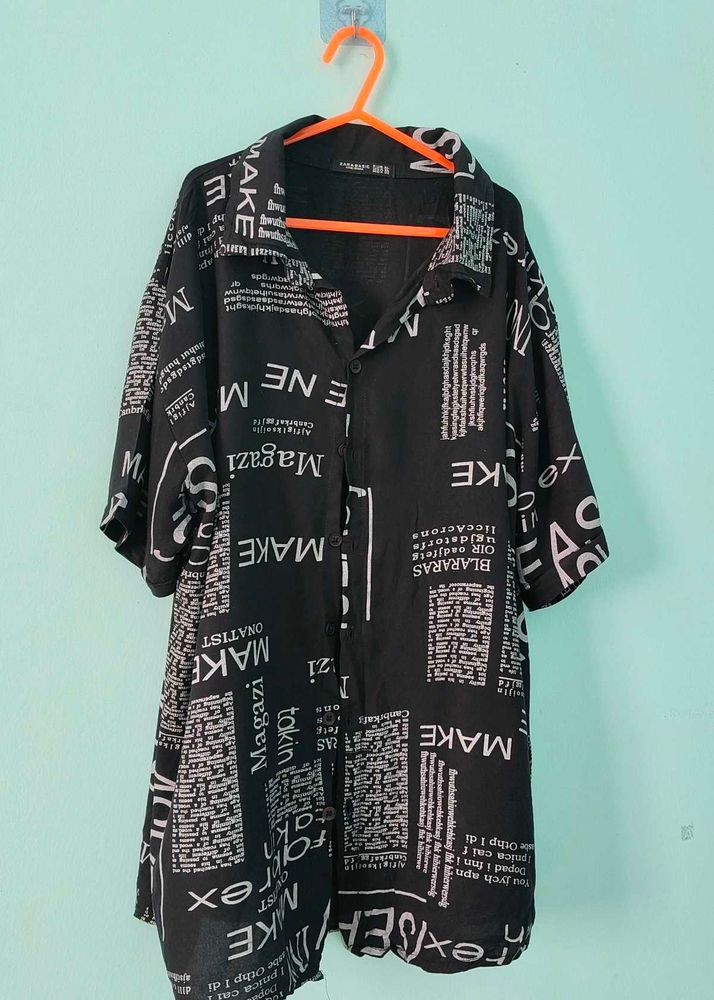 Unique Black Graphic Print Shirt