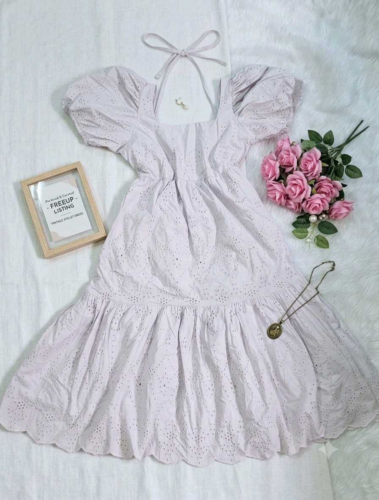 🌸 Cottagecore Eyelet Puff Sleeve Mini Dress | Sof