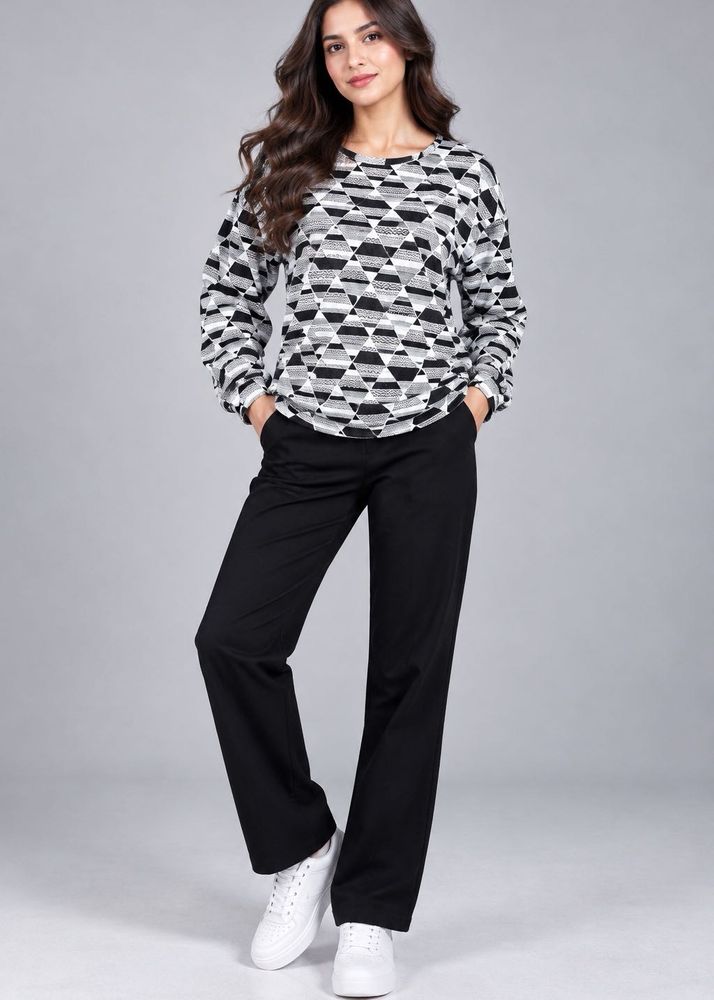 H&amp;M Geometric Print Long Sleeve Top