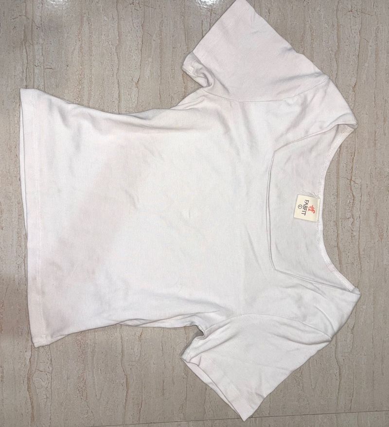 Basic White Square Neck T-Shirt