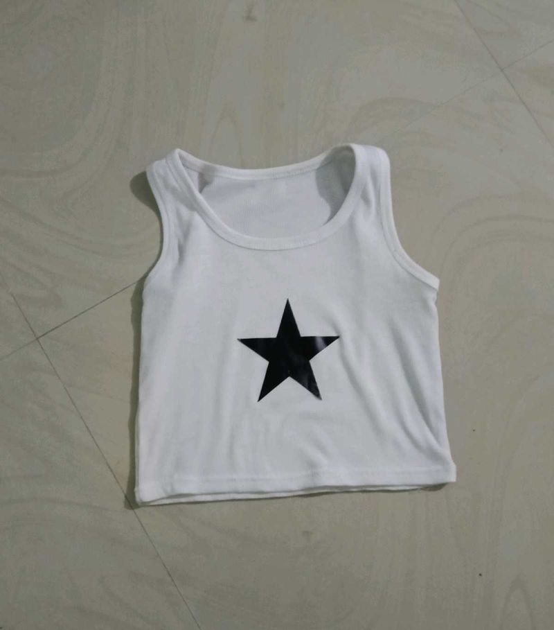 White Tank Top with Black Star