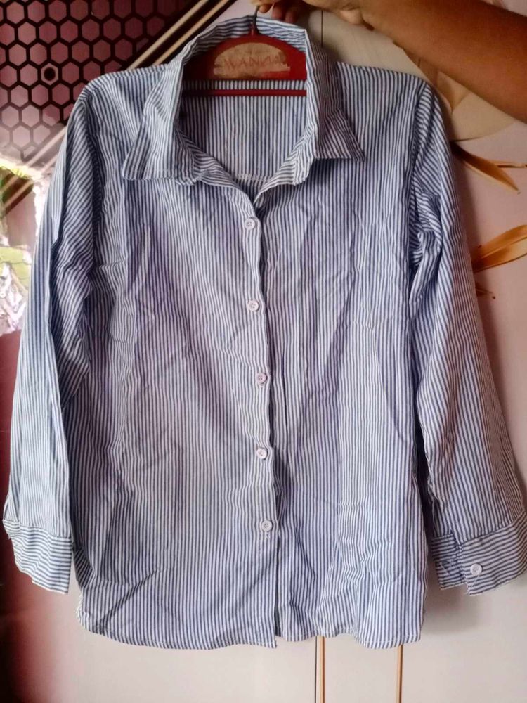 Classic Blue Striped Button-Up Shirt