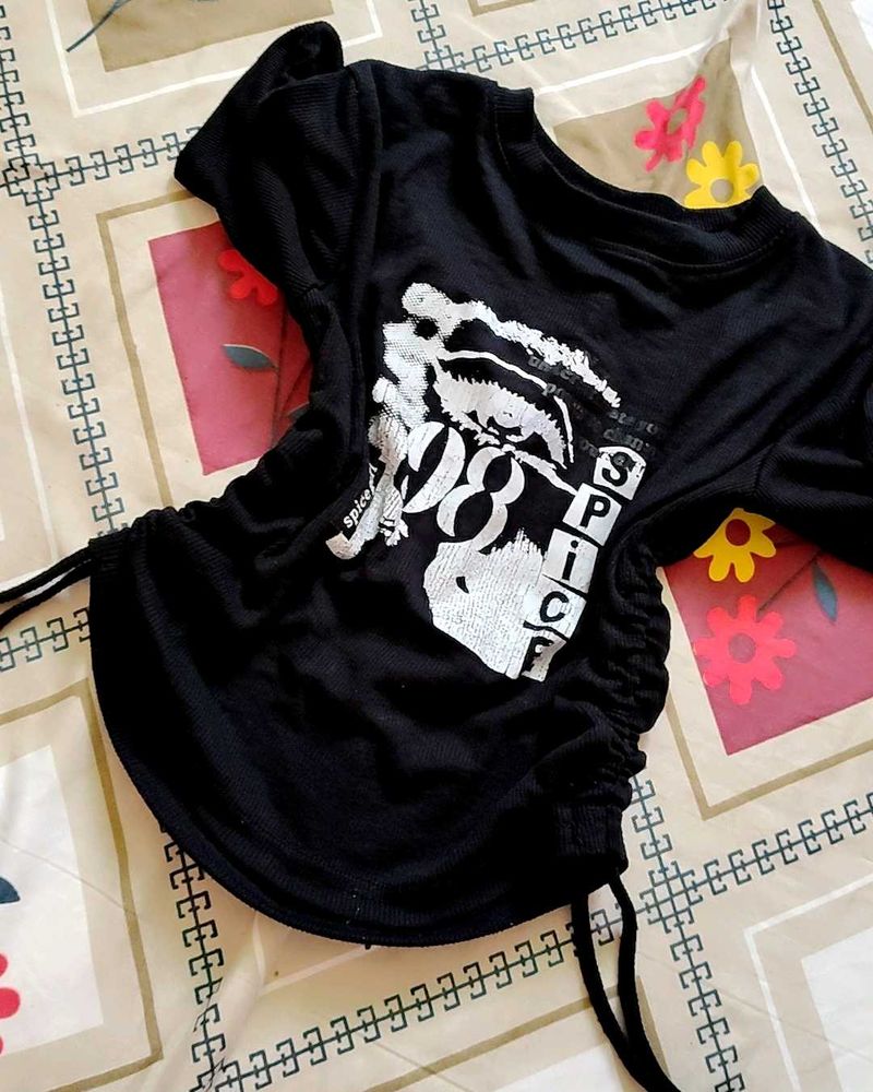 Black  Drawstring top y2k to