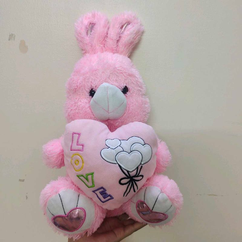pink buny with a big heart