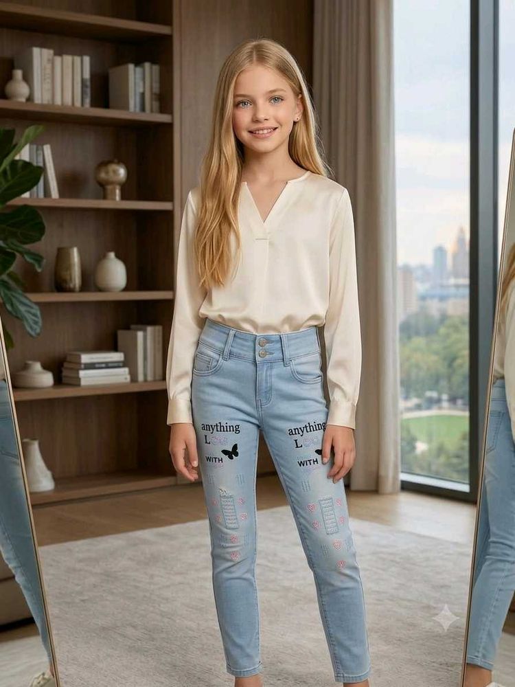 🇺🇸🇨🇦Cute Jeans Butterfly Embellishm