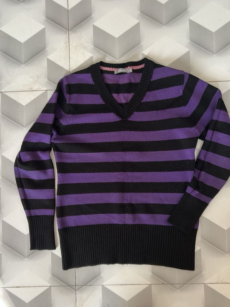 Striped Purple &amp; Black Sweater