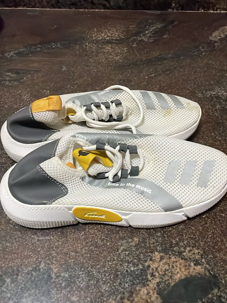 Stylish White &amp; Grey Sneakers