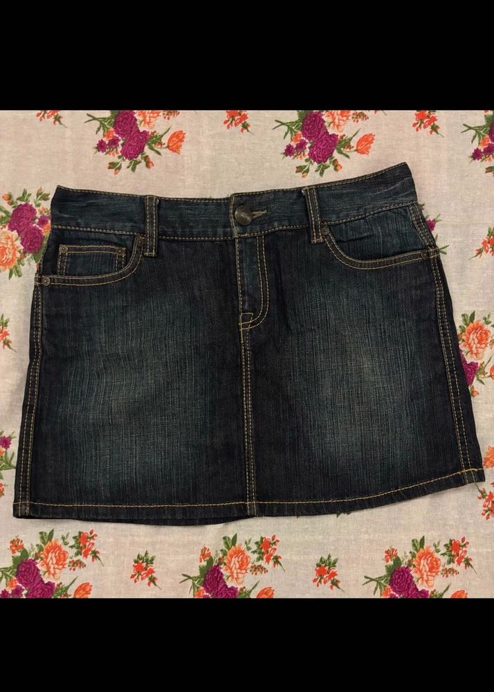 Dark Wash Denim Mini Skirt