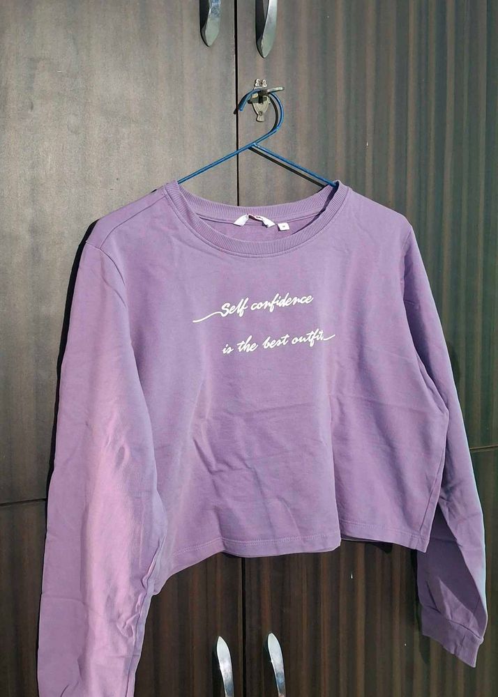 Purple Cropped Graphic T-Shirt