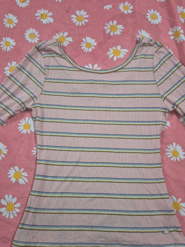 Striped Ribbed Top