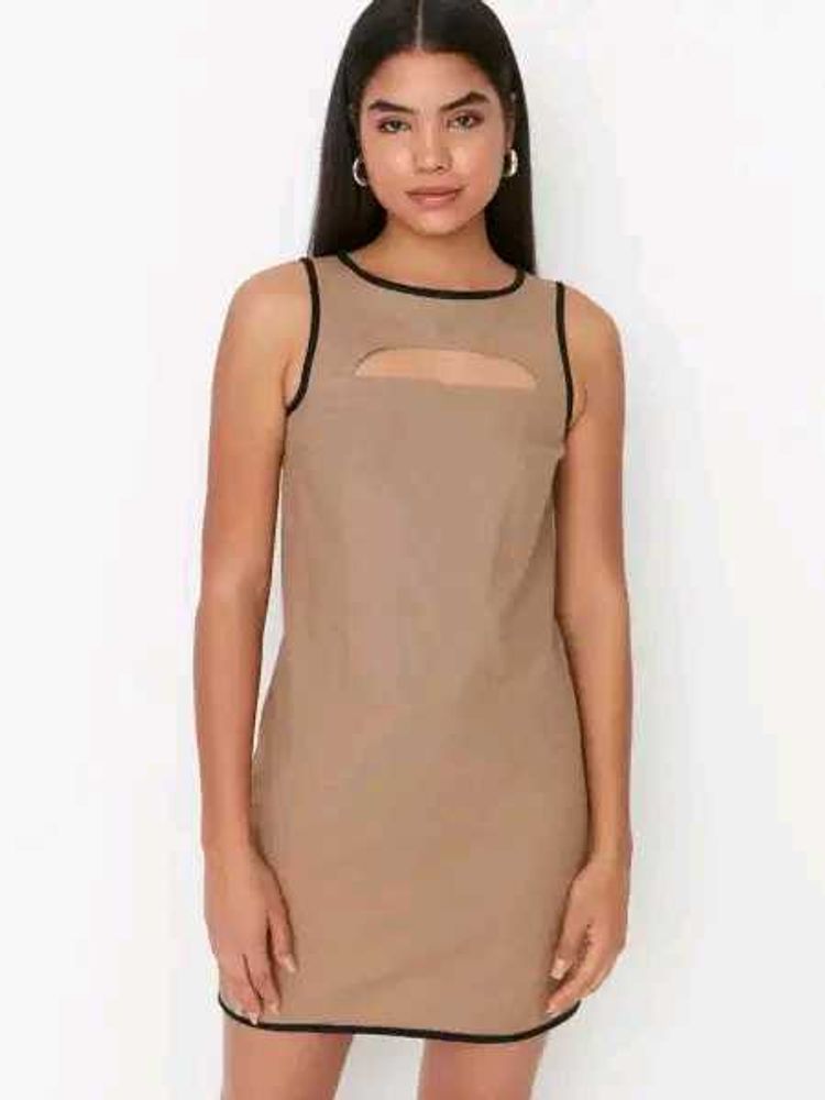 Chic Tan Cut-Out Sleeveless Top