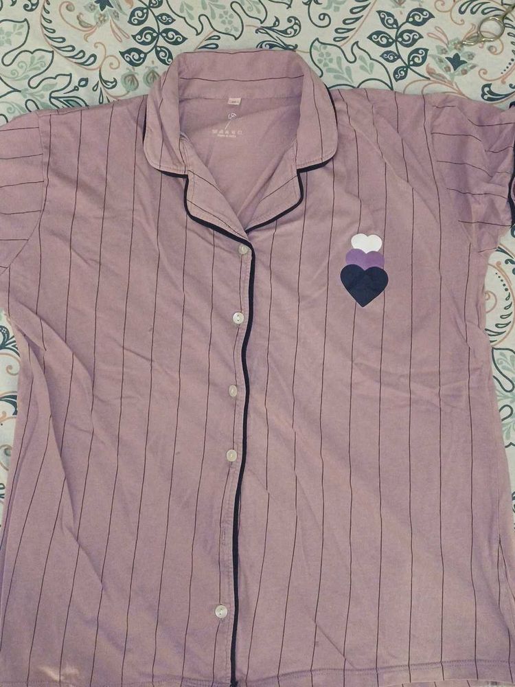 Striped Heart Night Top