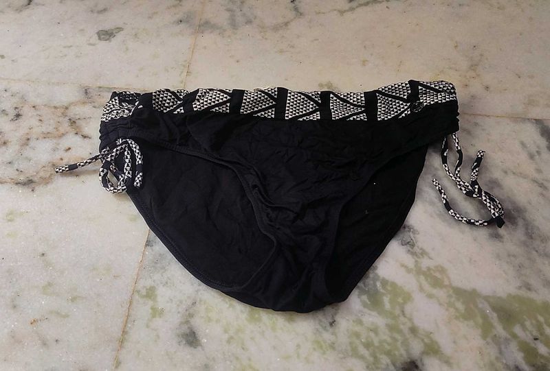 Stylish Black Bikini Bottom with Tassel Ties