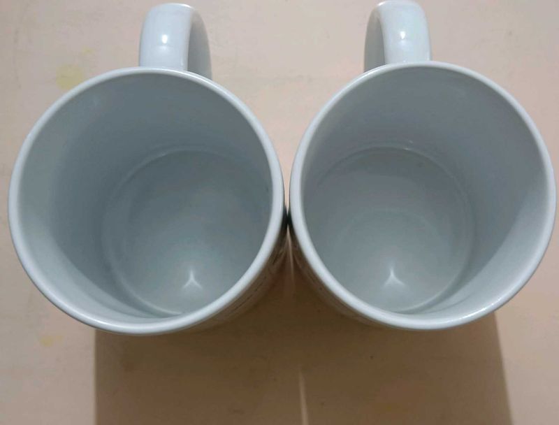 Set of 2 White Ceramic Mugs