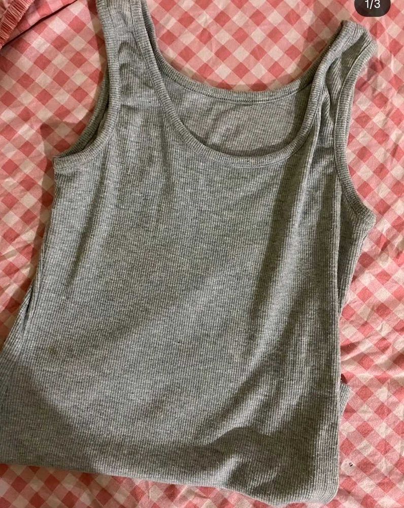 Grey Ribbed Tank Top