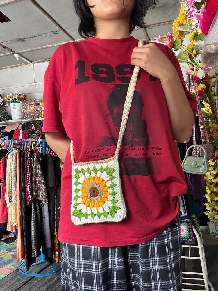Handmade Crochet Sunflower Bag