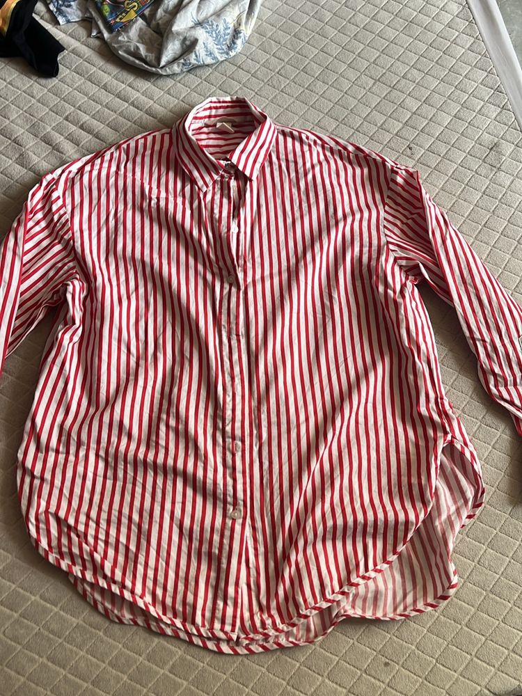 Red &amp; White Stripe Button-Up Shirt