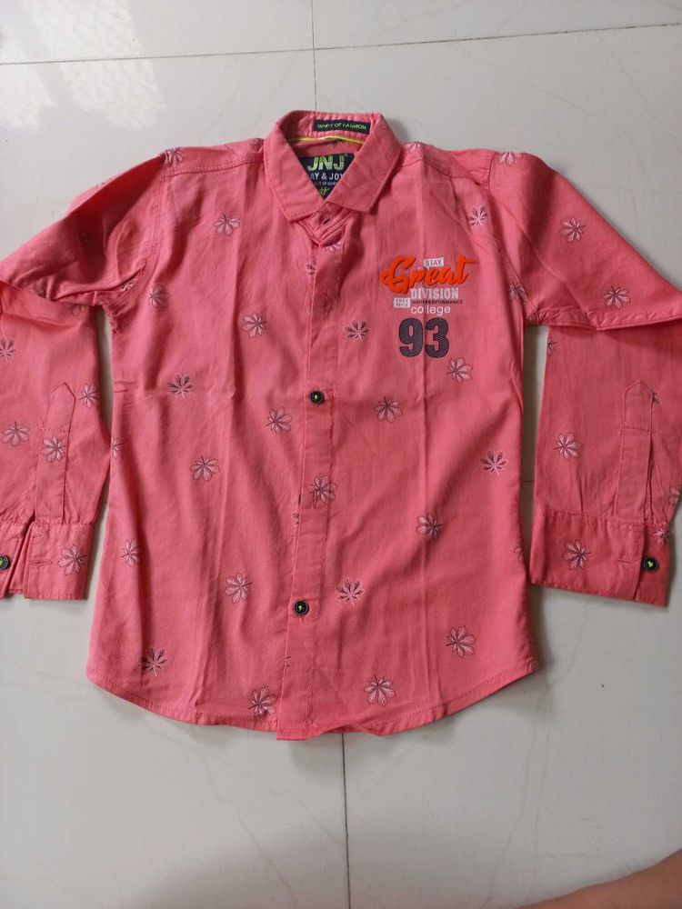 Boys Red Printed Shirt