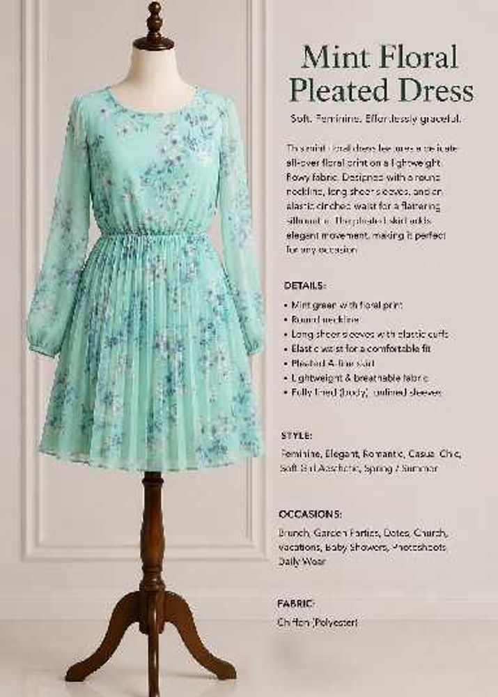 Korean Style Pleated Floral Dress