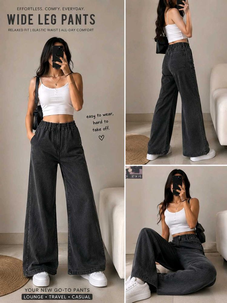 Wide leg Black Denim Jeans