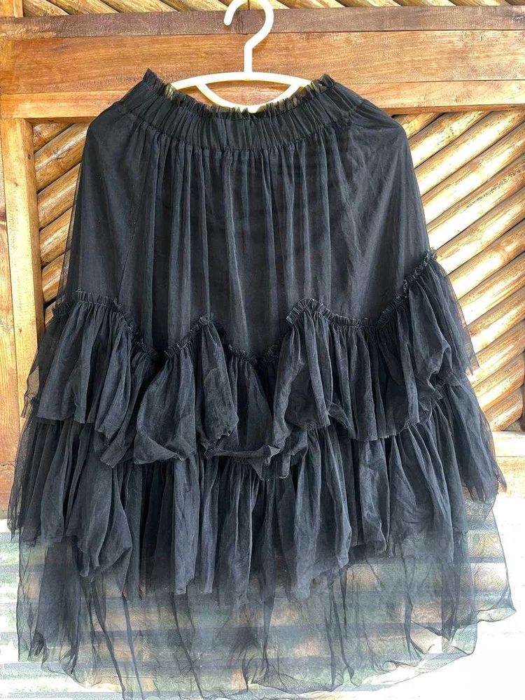 Black Ruffled Tulle Skirt