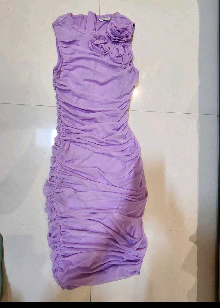 Cover Story Elegant Lavender Ruched Bodycon Dress
