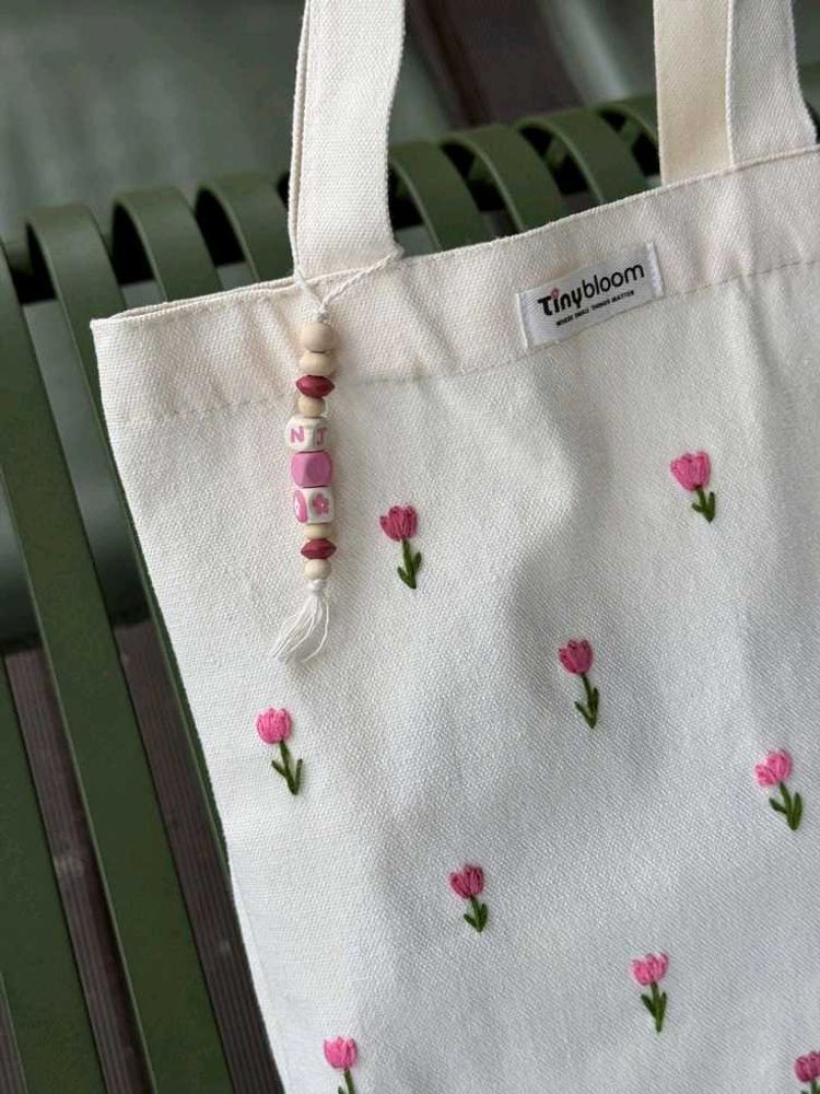 Hand Embroidered Floral Tote Bag 👜