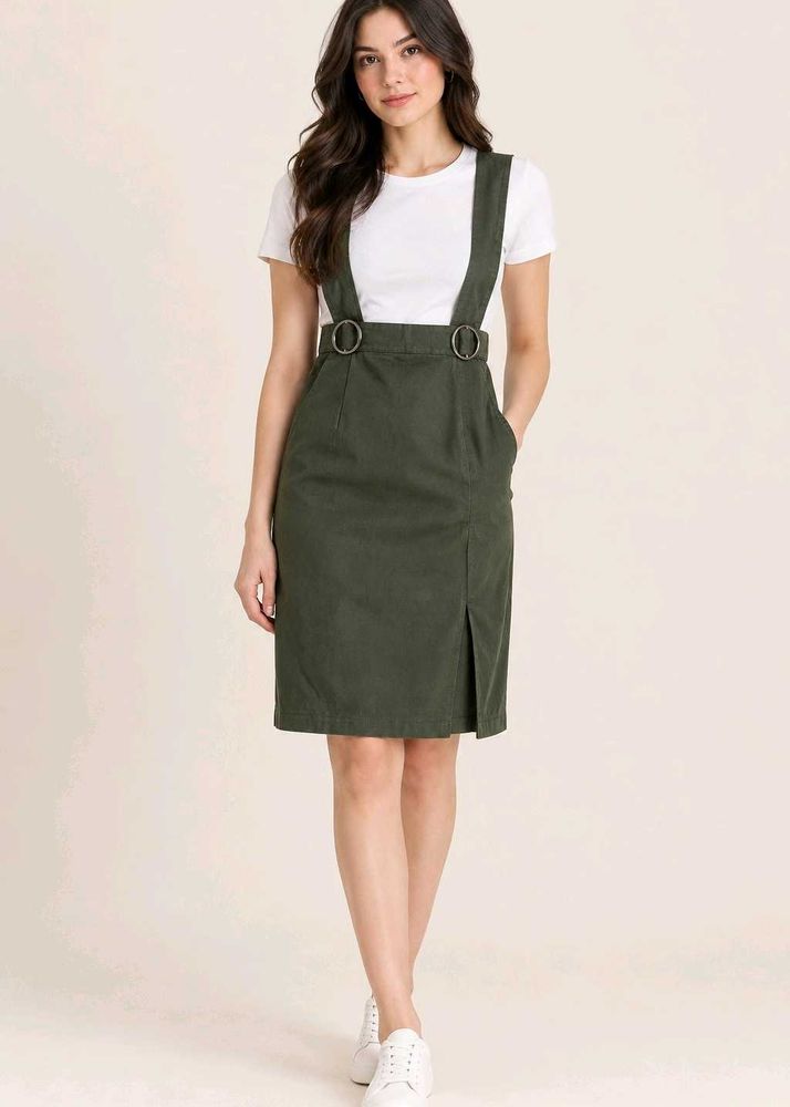 🇰🇷Stylish Olive Green Pinafore Dress