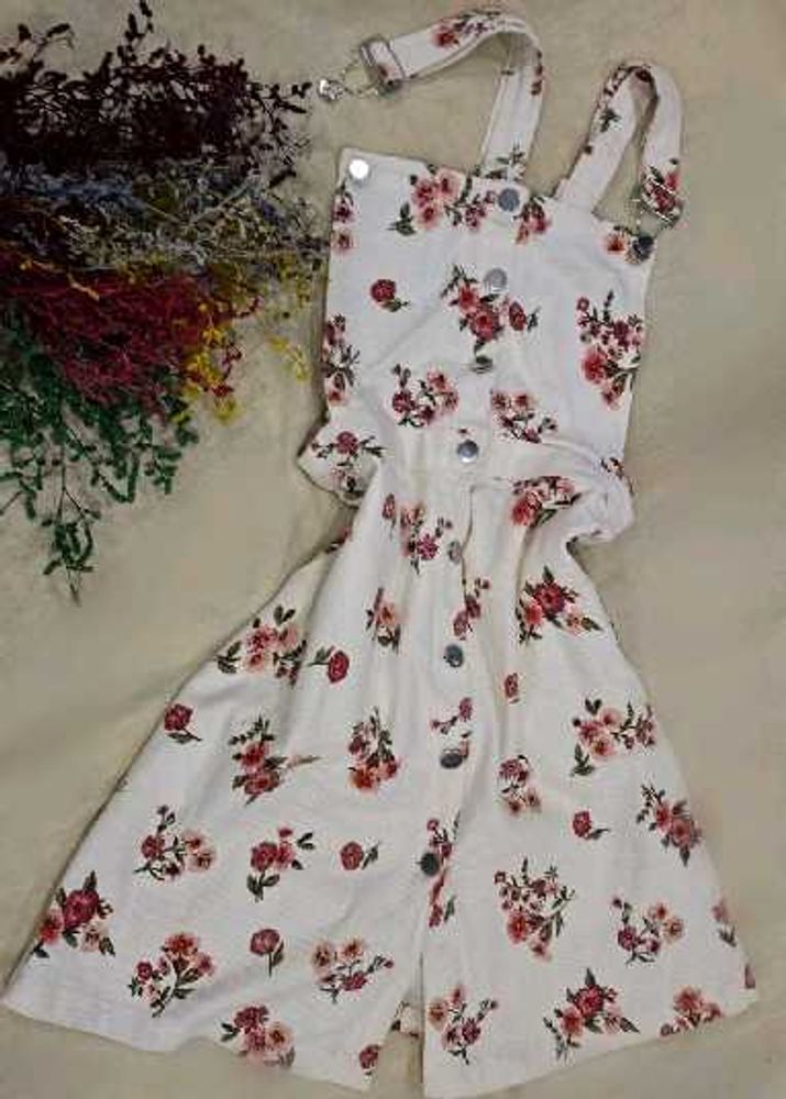 Floral Print Button-Up Dungarees